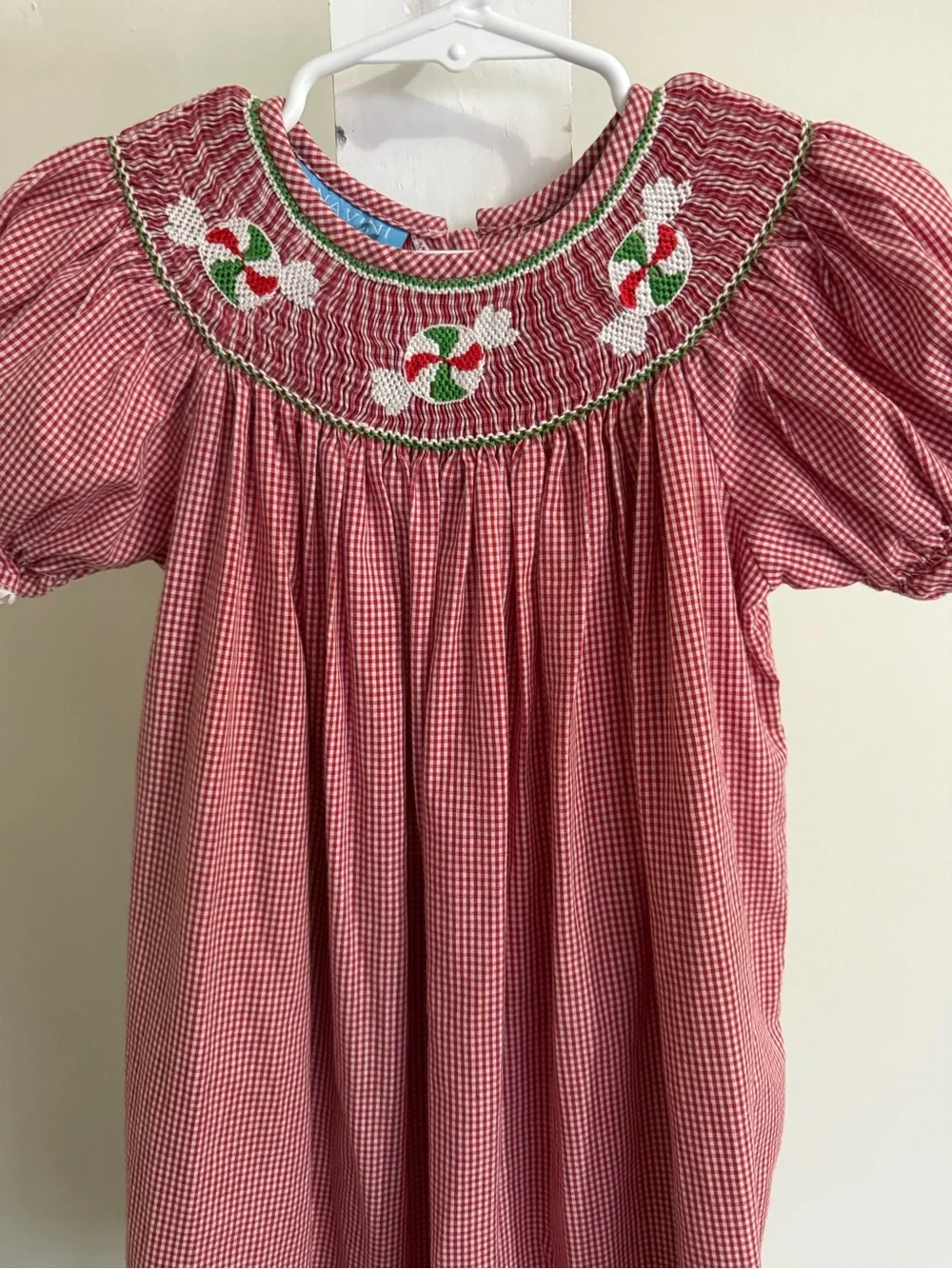 Anavini Hand Smoxked Christmas Bishop Dress